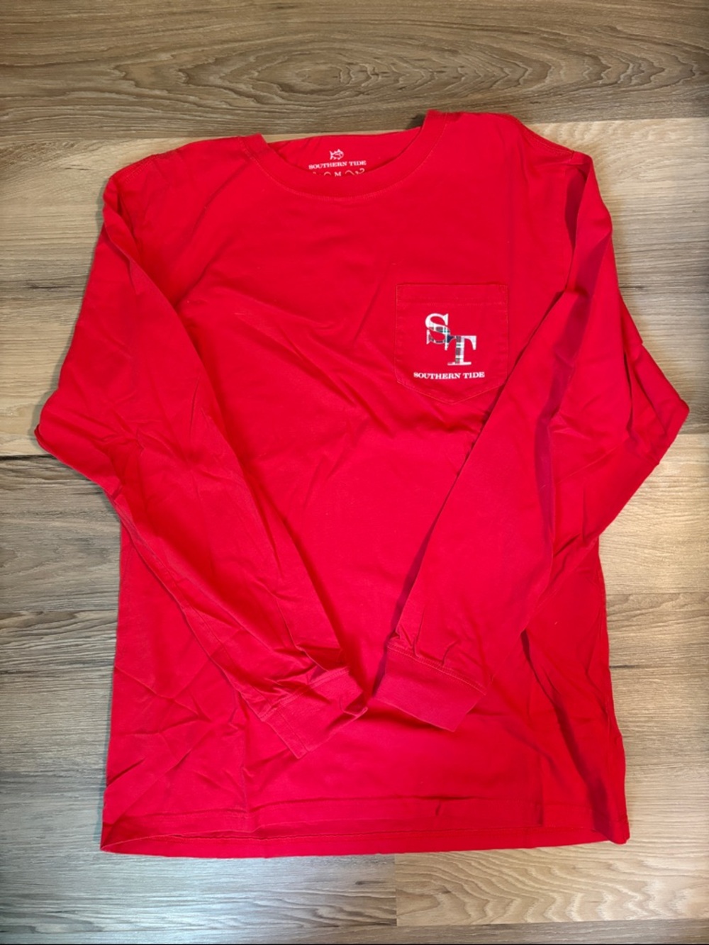 Southern Tide Long Sleeve Pocket Tee - Bright Red